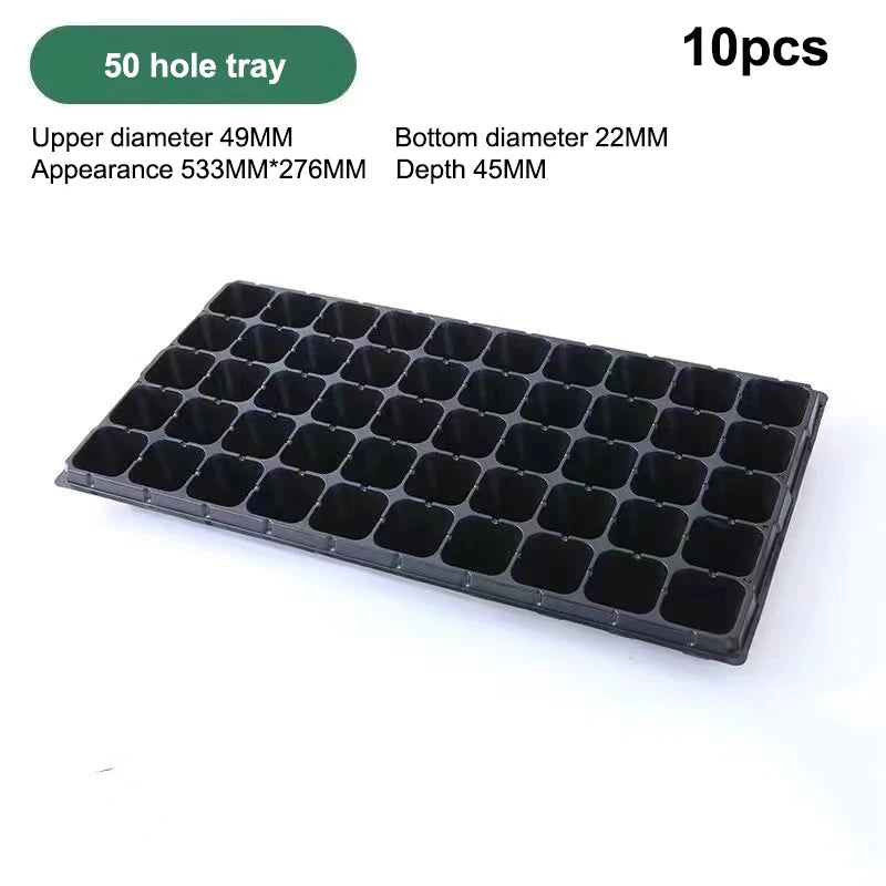 10Pcs Seedling Trays Plastic Gardening Germination Trays Black Seedling Container Garden Supplies For Vegetable Flower