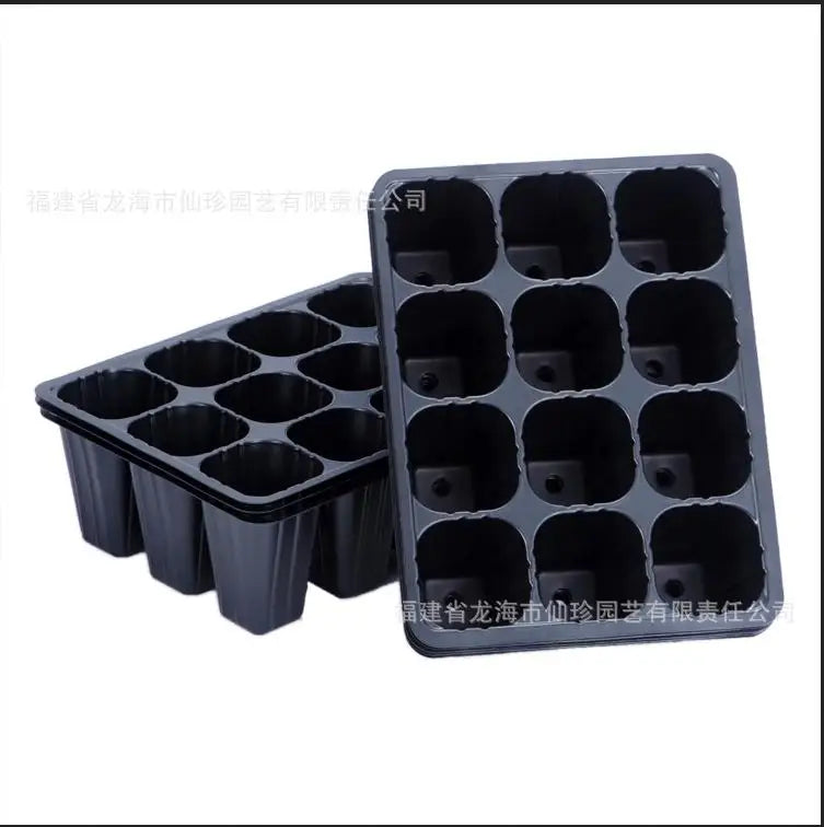 12 Hole Black Plastic Seedling Tray for Plants Nursery Garden Seed Starter Pots Planting Trays for Vegetables Flowers