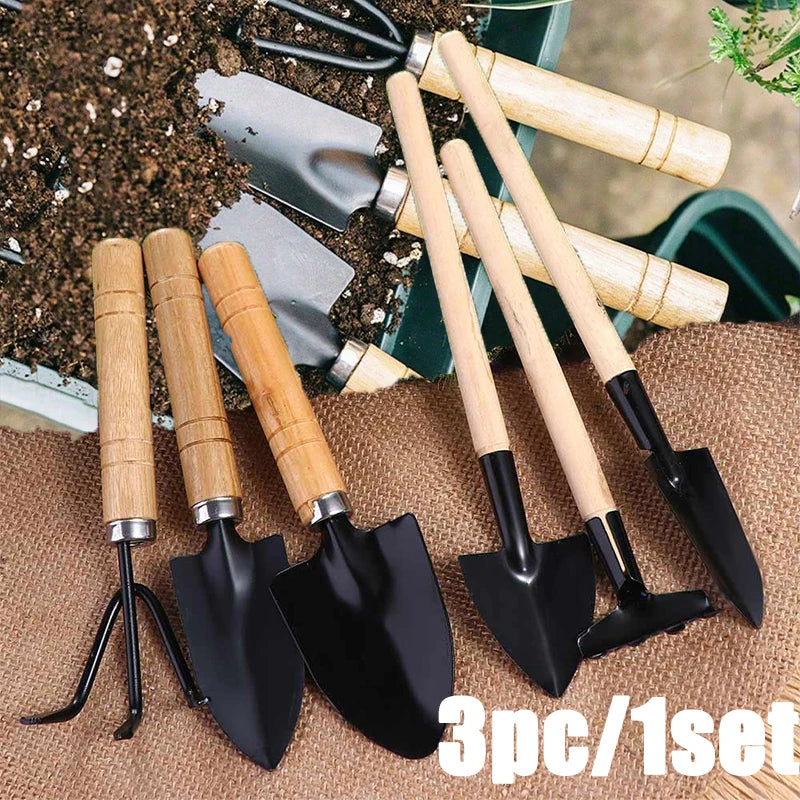 3PC/Set Mini Garden Tool Set Garden Indoor Small Plants Garden Tools With Handles Shovel Rake Portable Hand Planting Tools