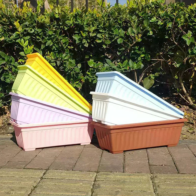 1Set Plastic Vegetable Planters Rectangular Flowerpots For Balcony Indoor Gardening Breathable Plants Pots Garden Tools