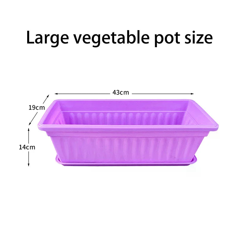 1Set Plastic Vegetable Planters Rectangular Flowerpots For Balcony Indoor Gardening Breathable Plants Pots Garden Tools