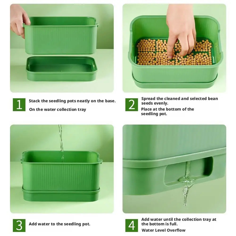 Soilless Planting Seedling Tray,Seed Sprouter Germination Tray for Growing, Bean Sprouts, Cat Grass, Wheat Grass, Mung Beans