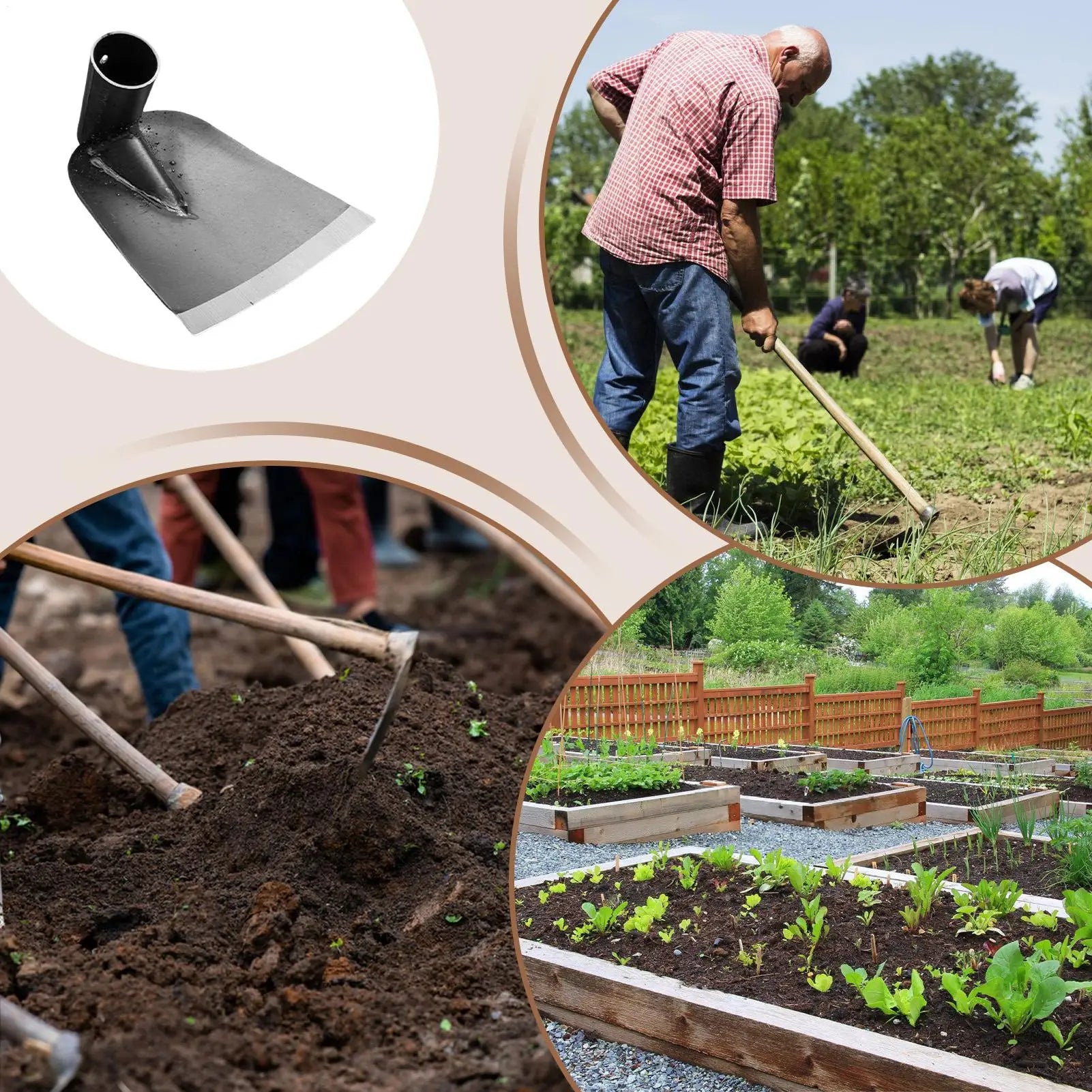 Small Hoe for Digging Soil Garden Hoe Household Outdoor Farming Heavy Duty Hand Tools for Planting Vegetables and Flowers