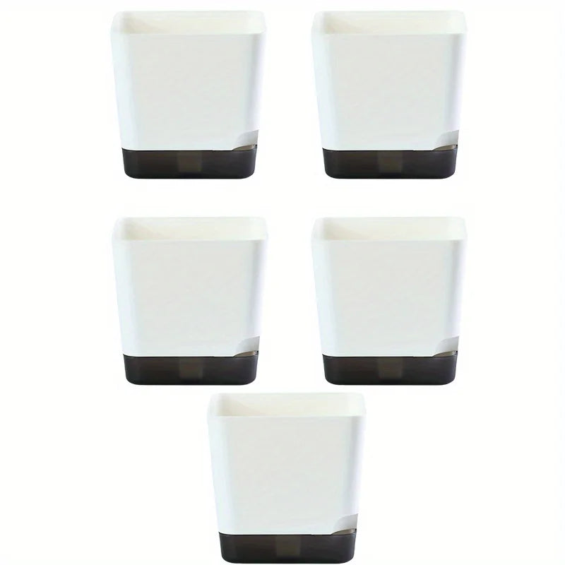 5Pcs Self Watering Plant Pot, Flower Planters, Modern Flower Pots with Water Reservoir, Mini Plant Pots Herb Garden Planter