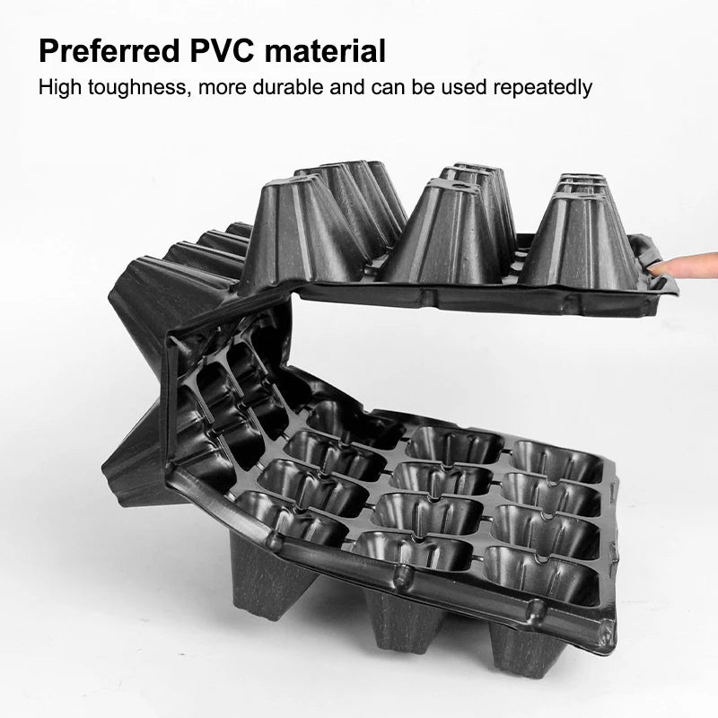 10Pcs Seedling Trays Plastic Gardening Germination Trays Black Seedling Container Garden Supplies For Vegetable Flower