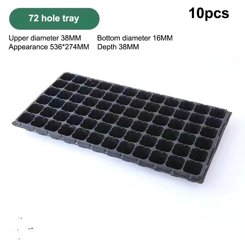 10Pcs Seedling Trays Plastic Gardening Germination Trays Black Seedling Container Garden Supplies For Vegetable Flower