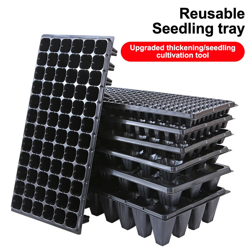 10Pcs Seedling Trays Plastic Gardening Germination Trays Black Seedling Container Garden Supplies For Vegetable Flower