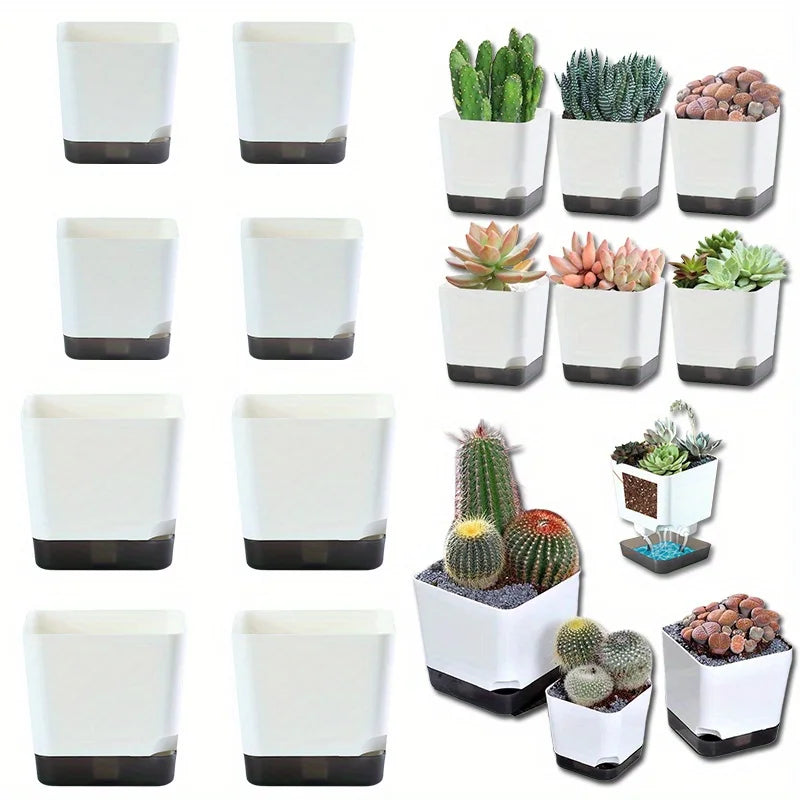 5Pcs Self Watering Plant Pot, Flower Planters, Modern Flower Pots with Water Reservoir, Mini Plant Pots Herb Garden Planter