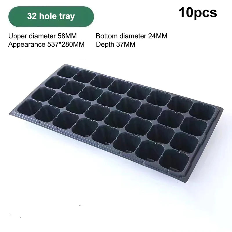 10Pcs Seedling Trays Plastic Gardening Germination Trays Black Seedling Container Garden Supplies For Vegetable Flower