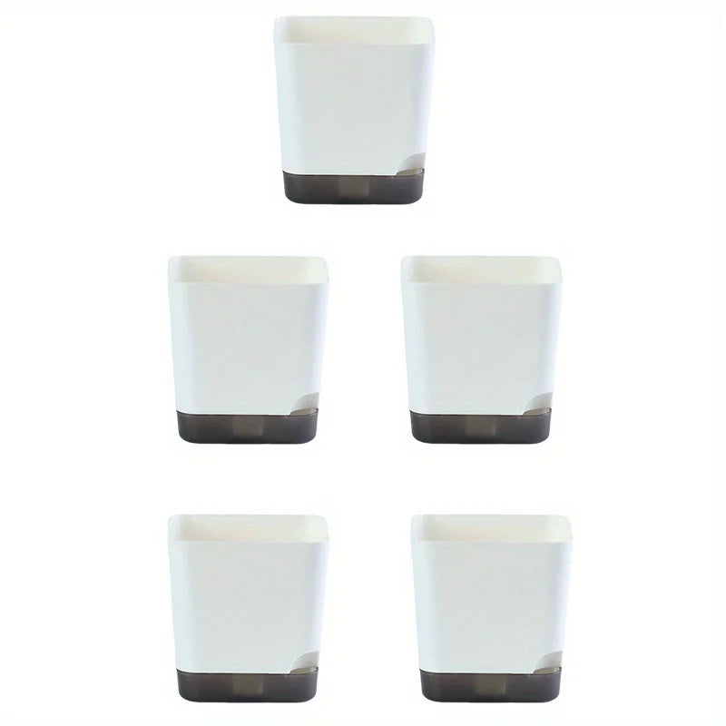 5Pcs Self Watering Plant Pot, Flower Planters, Modern Flower Pots with Water Reservoir, Mini Plant Pots Herb Garden Planter