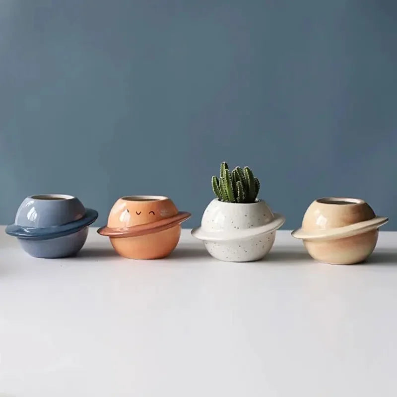 Plant Pot Creative Planet Ceramic Succulent Pot Round Planters Desktop Small Flower Pots Plant Flower Container Desktop Decor