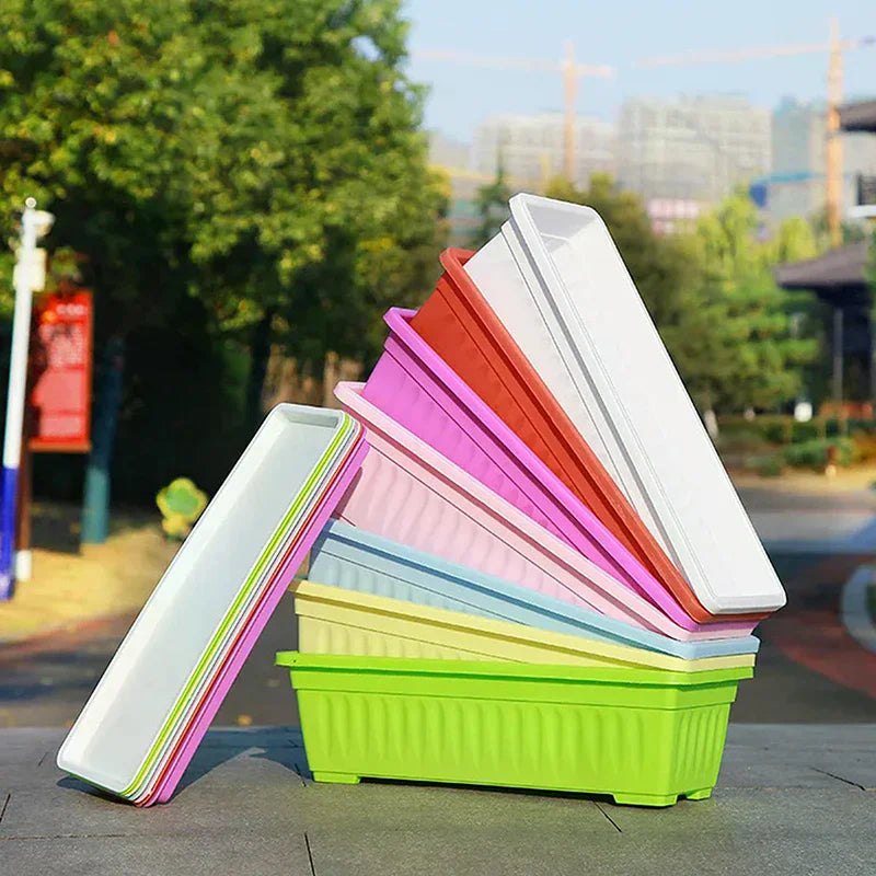 1Set Plastic Vegetable Planters Rectangular Flowerpots For Balcony Indoor Gardening Breathable Plants Pots Garden Tools