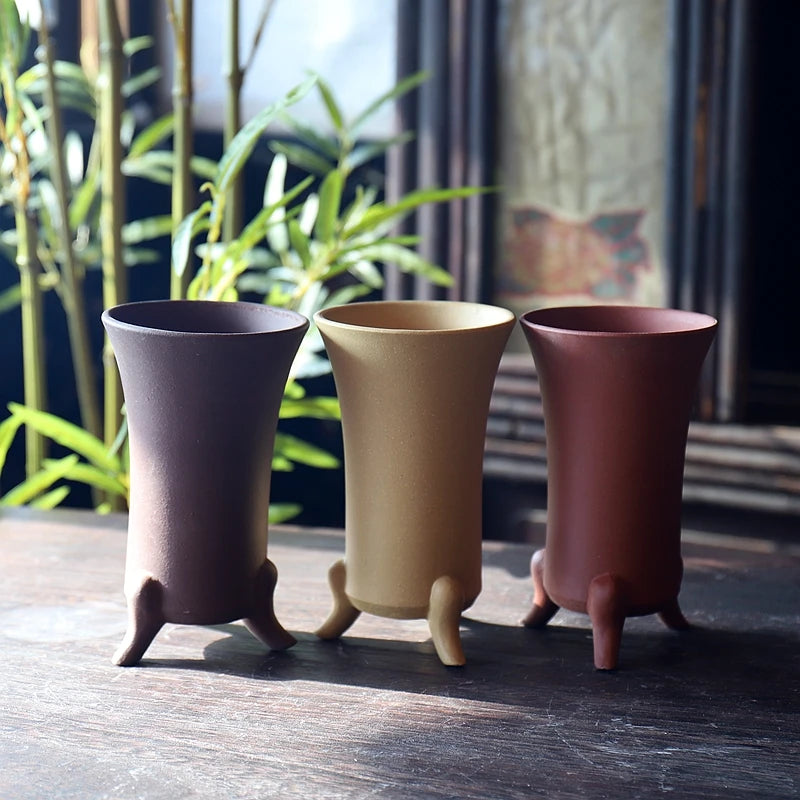 Plants Pot for Home Decoration, Crude Pottery, Tripedal Purple Send, Table Vase, Breathable Garden Decoration