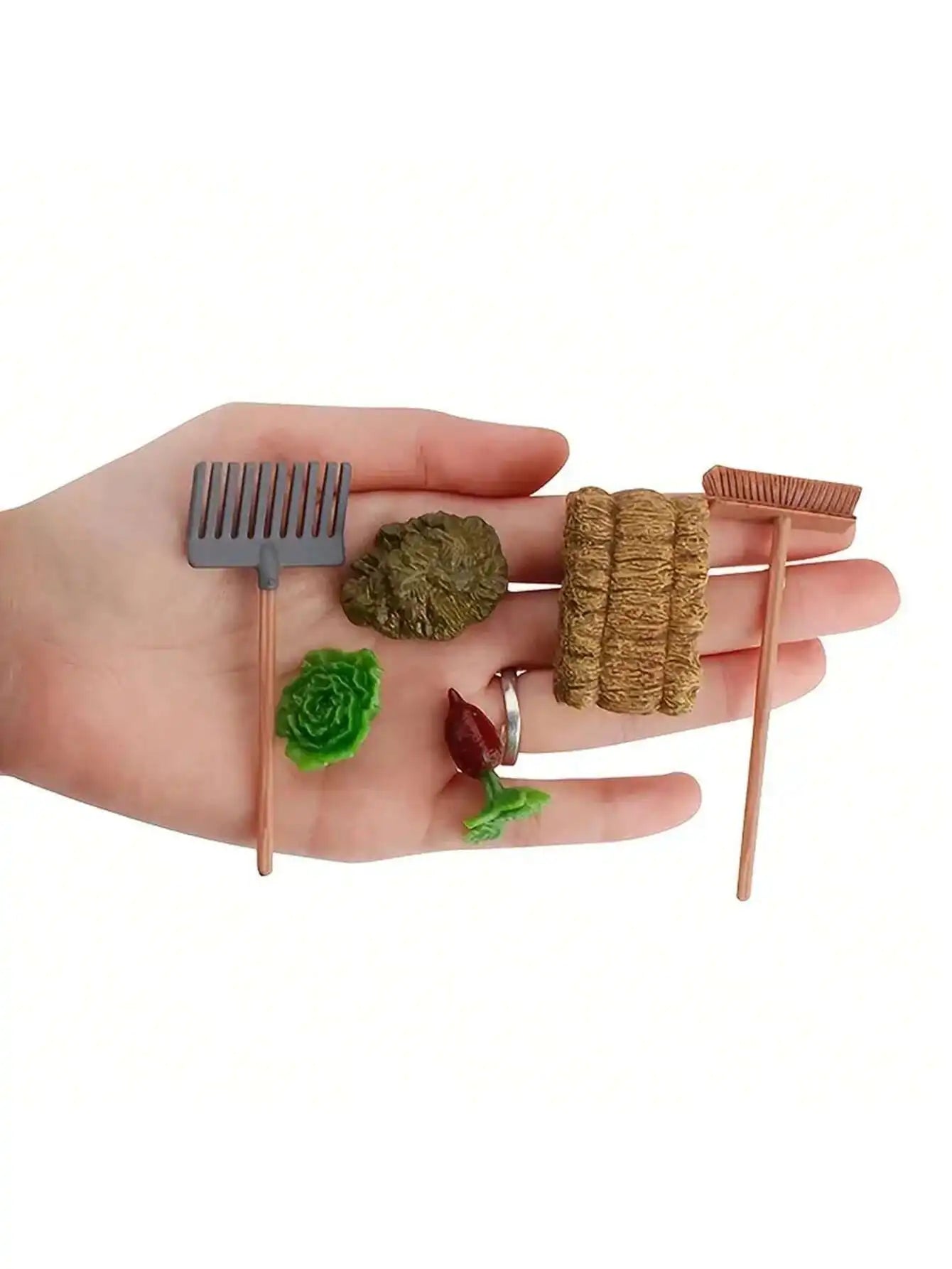 7 Miniature Gardening Tools, Outdoor Planting Scene Tools, Miniature Version of Vegetable and Fruit Planting Experience