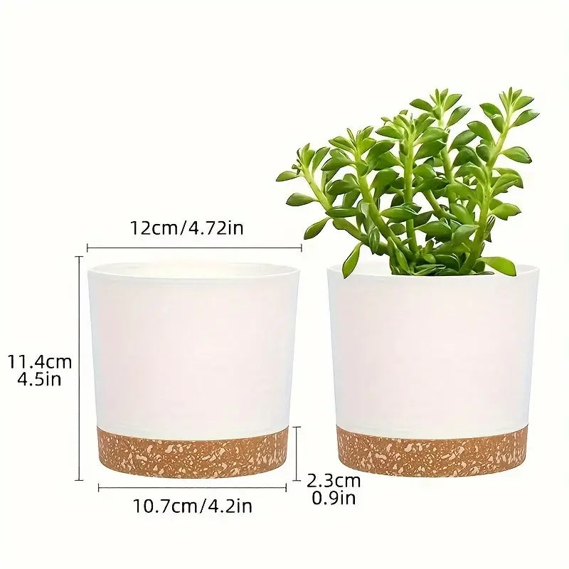 Plant Pot, 2 Pack Planters for Indoor Plants with Drainage Holes & Saucer, Outdoor Flower Pots Home Garden Modern Decor
