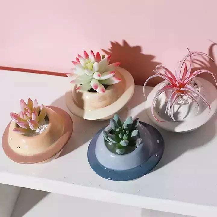 Plant Pot Creative Planet Ceramic Succulent Pot Round Planters Desktop Small Flower Pots Plant Flower Container Desktop Decor