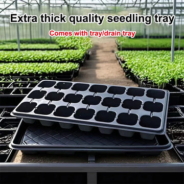 Z. 10Pcs Seedling Trays Plastic Gardening Germination Trays Black Seedling Container Garden Supplies For Vegetable Flower