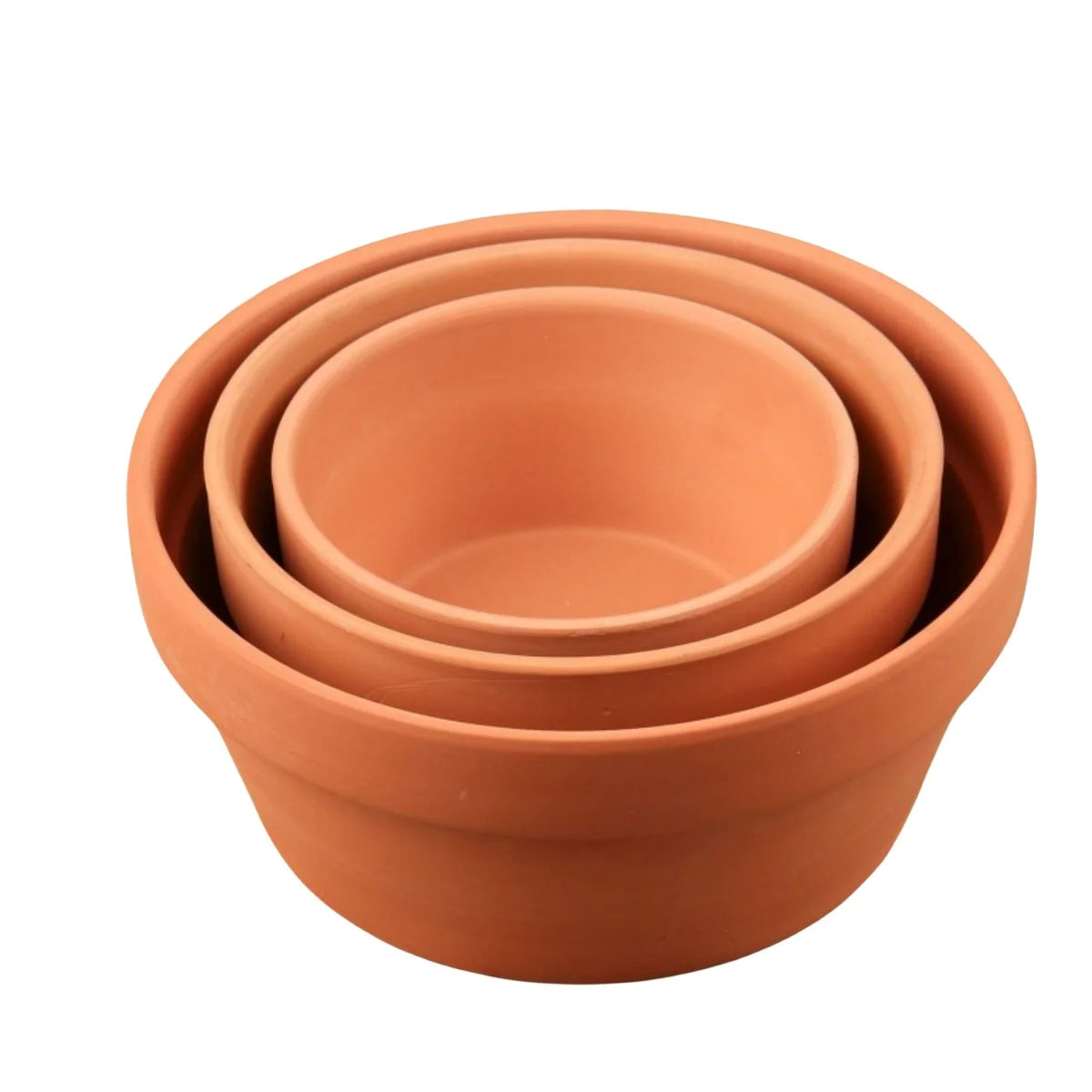 Set of 3 Shallow Terracotta Pots Plant Pots Clay Pottery Planter in Different Sizes(8.2inch/6.7inch/5.5inch) with Drainage Hole