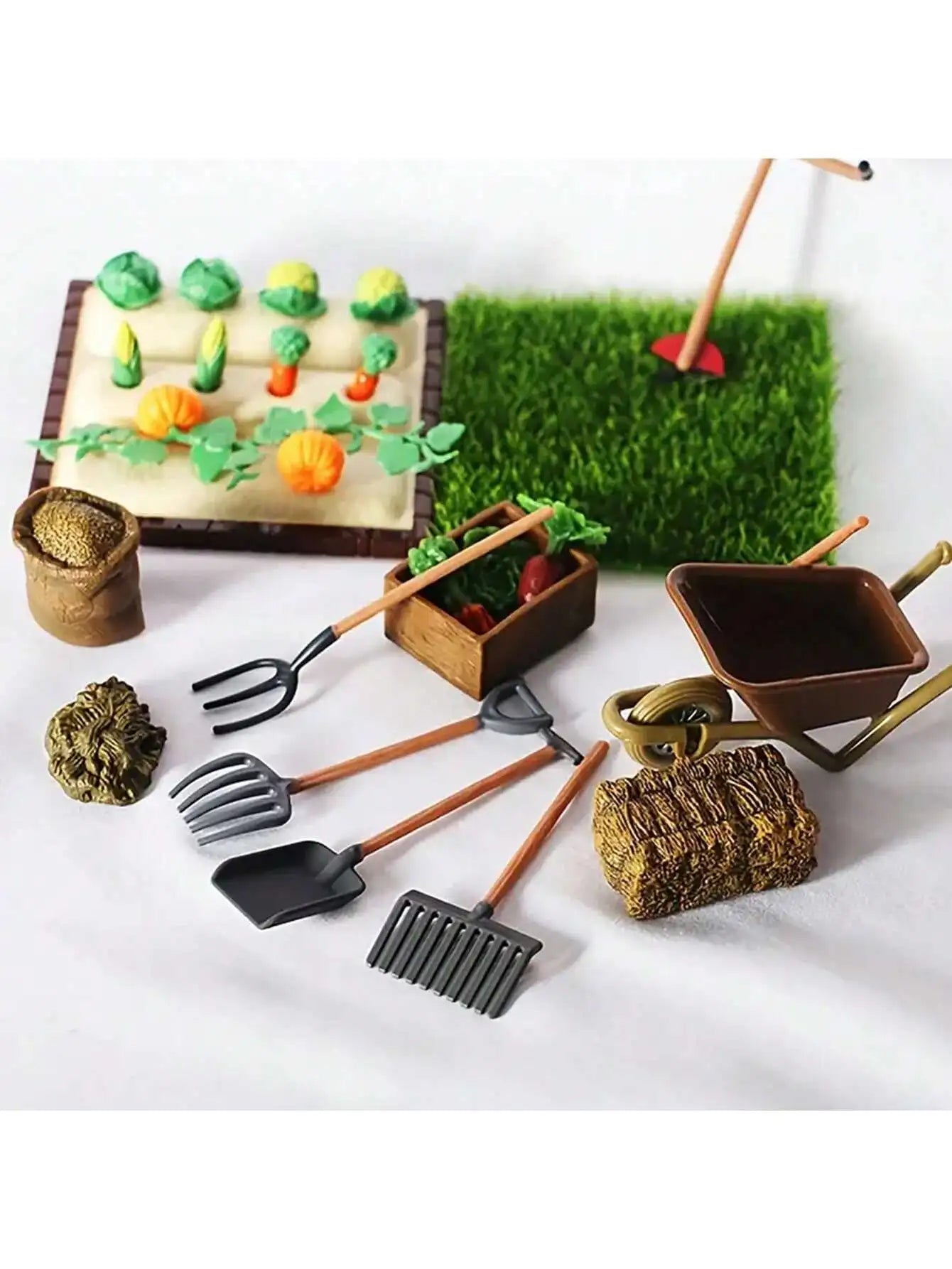 7 Miniature Gardening Tools, Outdoor Planting Scene Tools, Miniature Version of Vegetable and Fruit Planting Experience