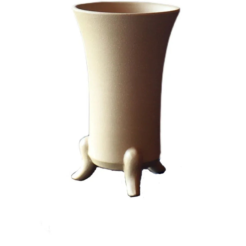 Plants Pot for Home Decoration, Crude Pottery, Tripedal Purple Send, Table Vase, Breathable Garden Decoration