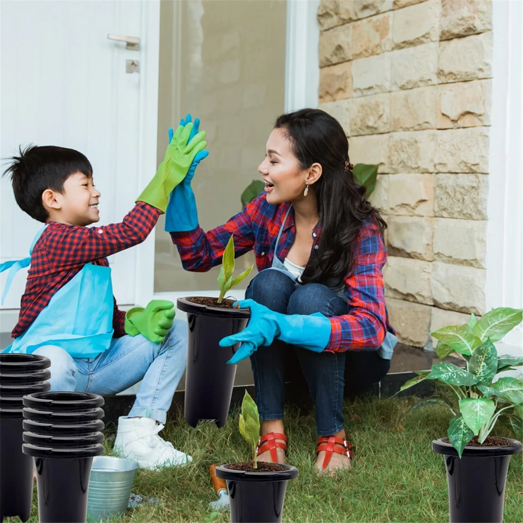 10Pcs Plastic Deep Plant Nursery Pots, Thick Stable Tall Tree Pots, Reusable Tall Seedling Plant Container Pots, Deep