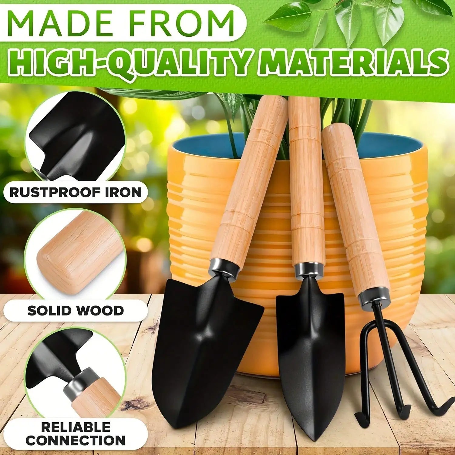 3PC/Set Mini Garden Tool Set Garden Indoor Small Plants Garden Tools With Handles Shovel Rake Portable Hand Planting Tools