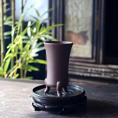 Plants Pot for Home Decoration, Crude Pottery, Tripedal Purple Send, Table Vase, Breathable Garden Decoration