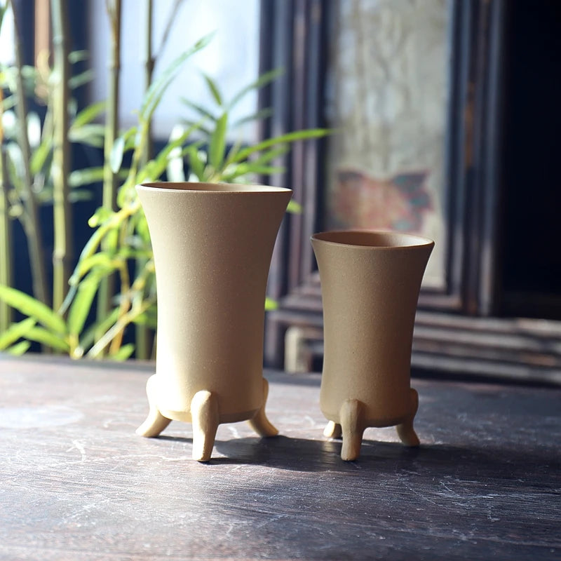 Plants Pot for Home Decoration, Crude Pottery, Tripedal Purple Send, Table Vase, Breathable Garden Decoration